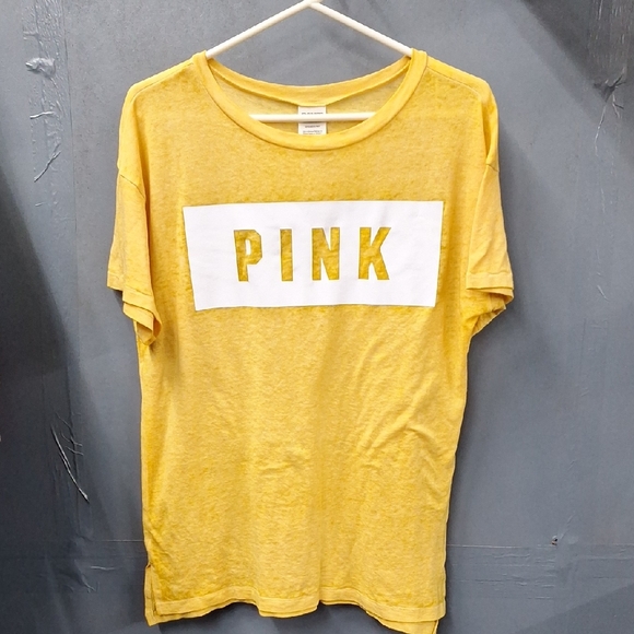 PINK Victoria's Secret Tops - Victoria's Secret PINK Yellow T-Shirt